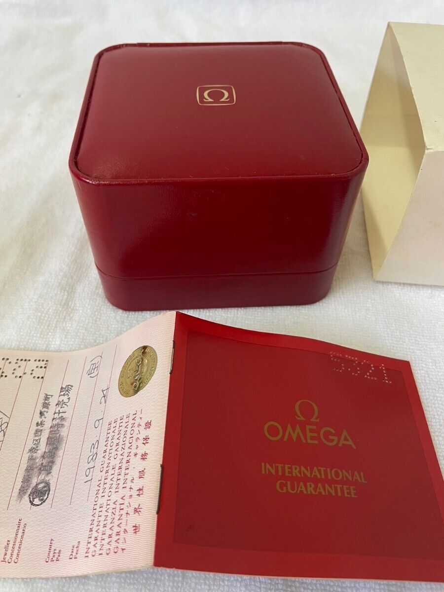 VINTAGE GENUINE OMEGA watch box case Red wood warranty guarantee 231220004yS