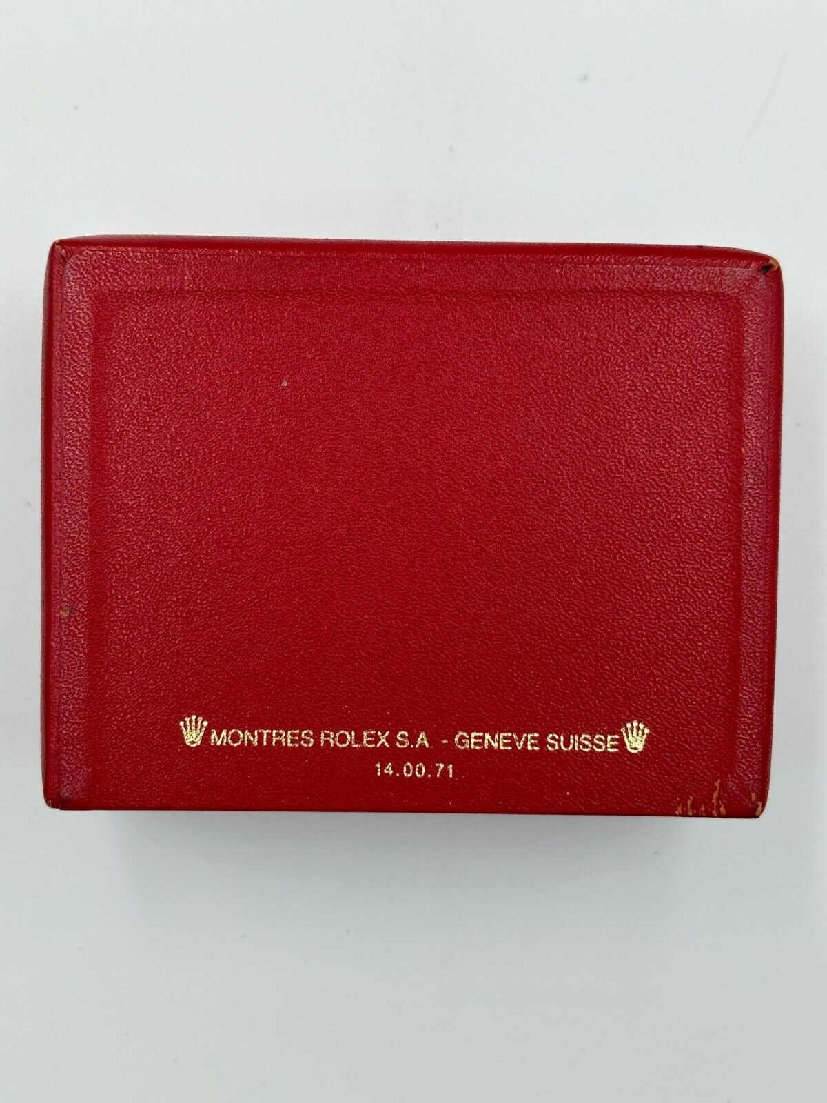 VINTAGE GENUINE ROLEX Red watch box case 14.00.71 wood no inner 240128003m5A