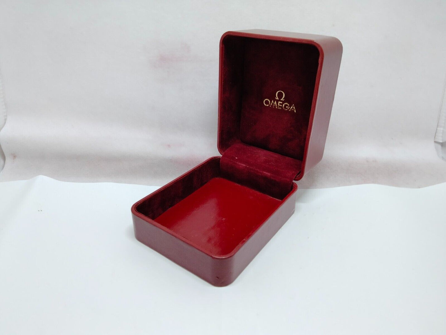 VINTAGE GENUINE OMEGA Seamaster Speedmaster watch box case red wood 230622001y4S