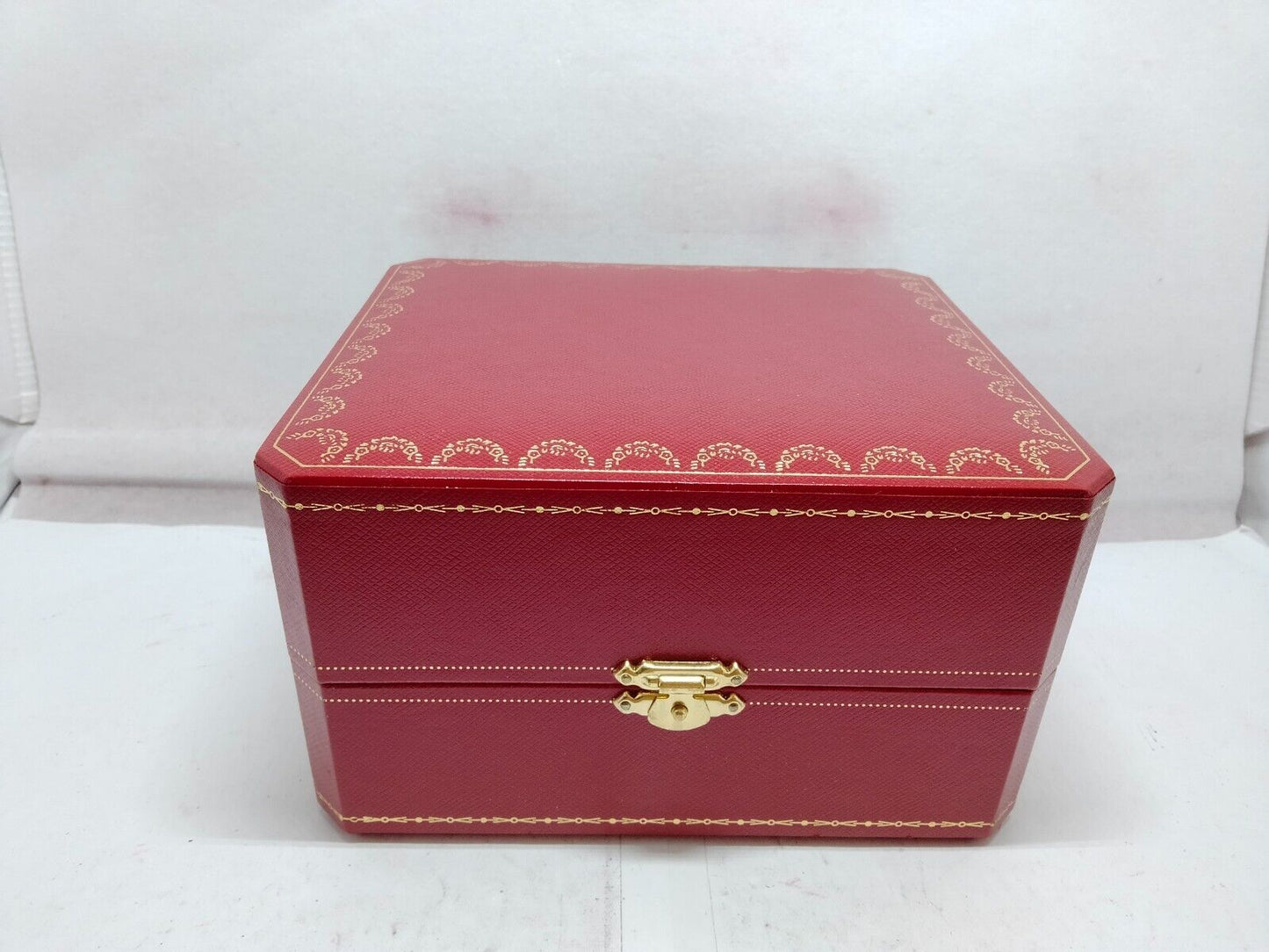 VINTAGE GENUINE CARTIER watch box case red wood leather white 231113021mS