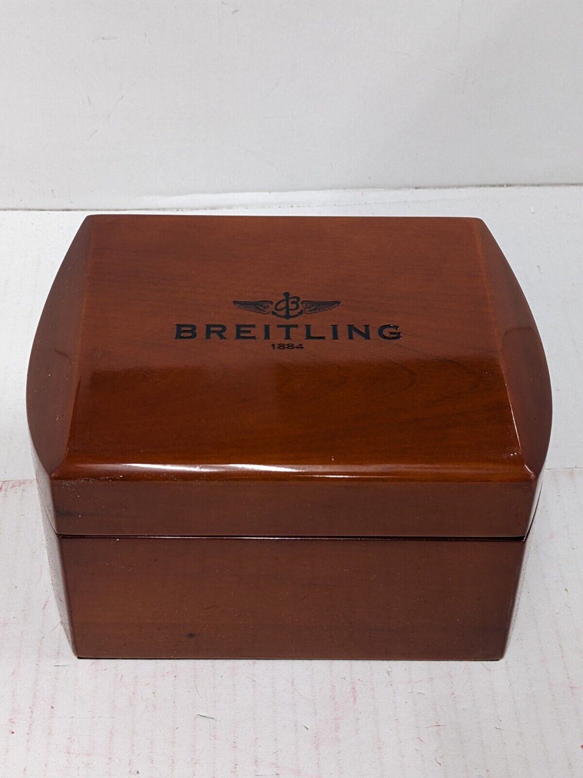 VINTAGE GENUINE BREITLING Red Brown watch box case wood leather 231018003yS