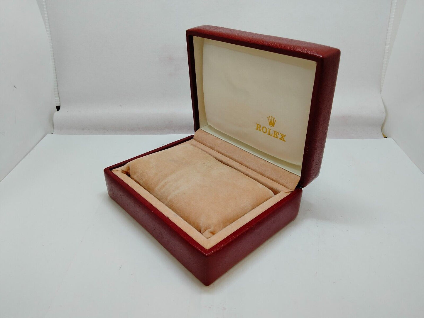 VINTAGE GENUINE ROLEX watch box case red leather wood 14.00.01 1010002y2S