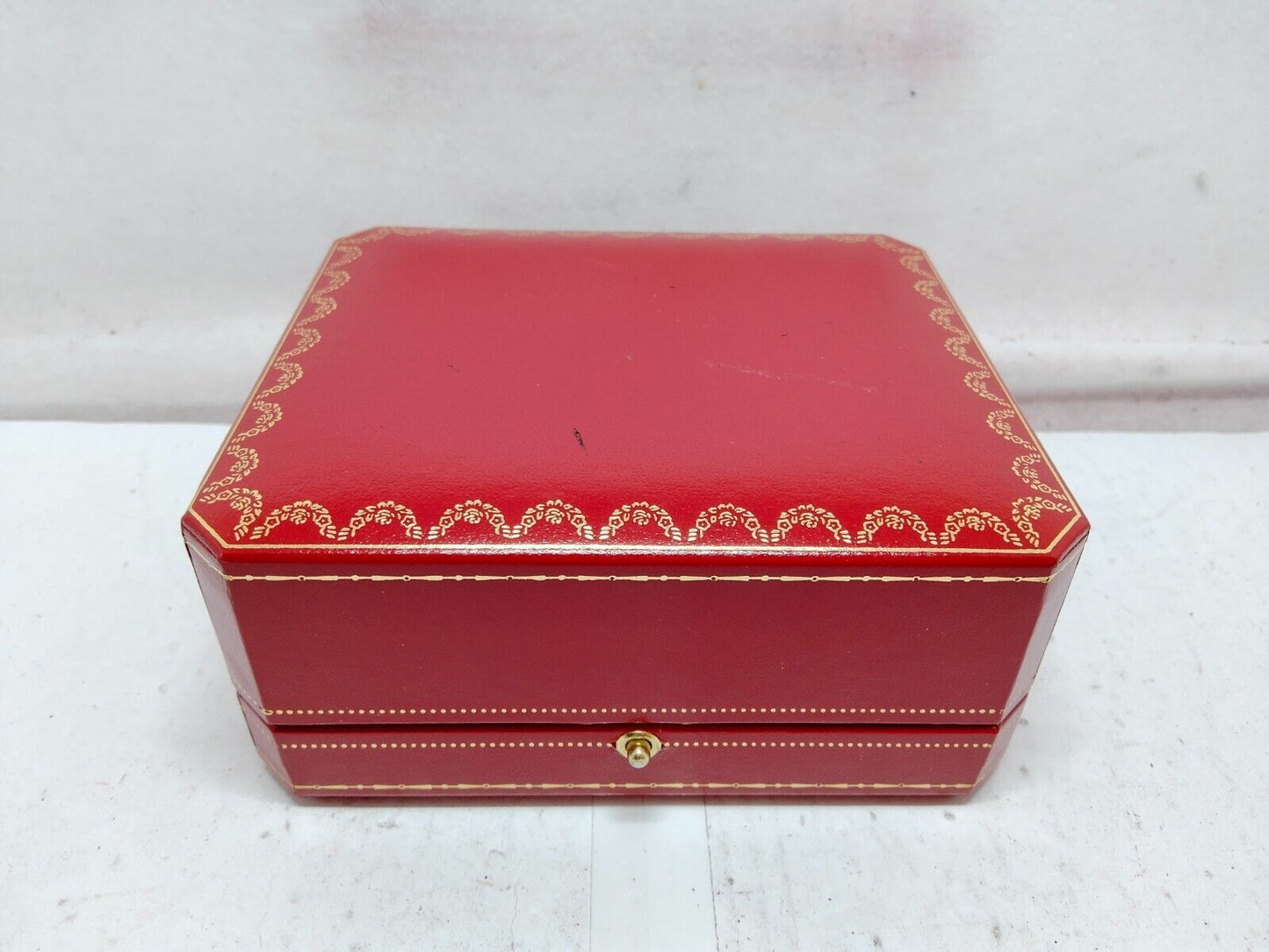 VINTAGE GENUINE CARTIER red watch box case wood leather booklet 230911019yS