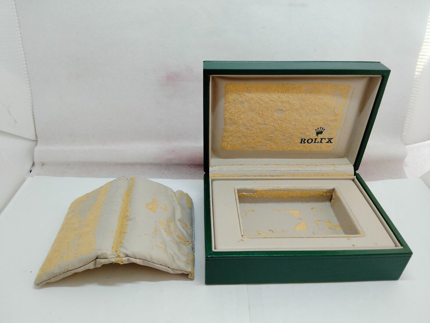 VINTAGE GENUINE ROLEX Green watch box case 68.00.2 wood leather 230808008yS