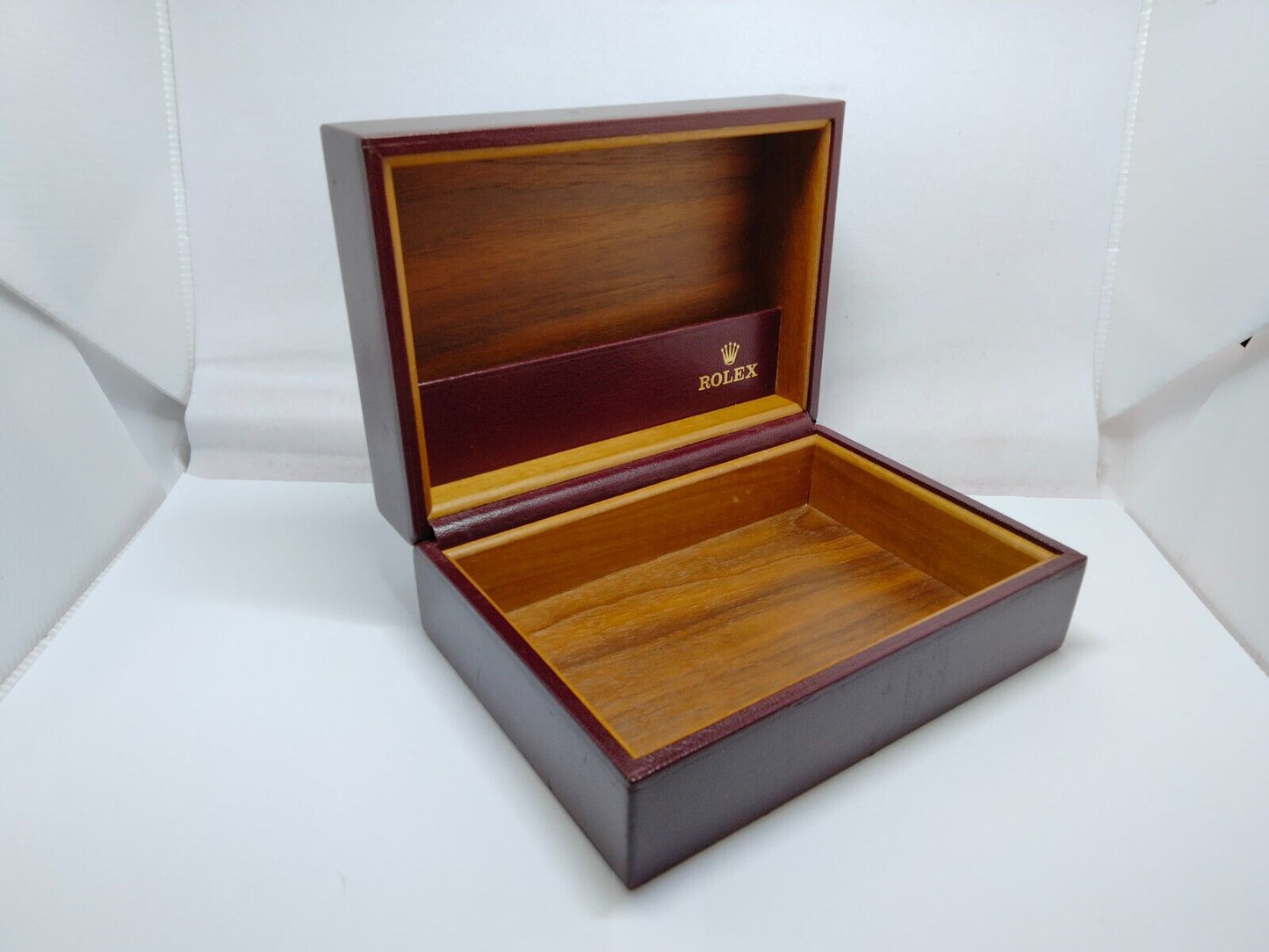 VINTAGE GENUINE ROLEX watch box case wood brown red 53.00.01 no inner 1009005y1S