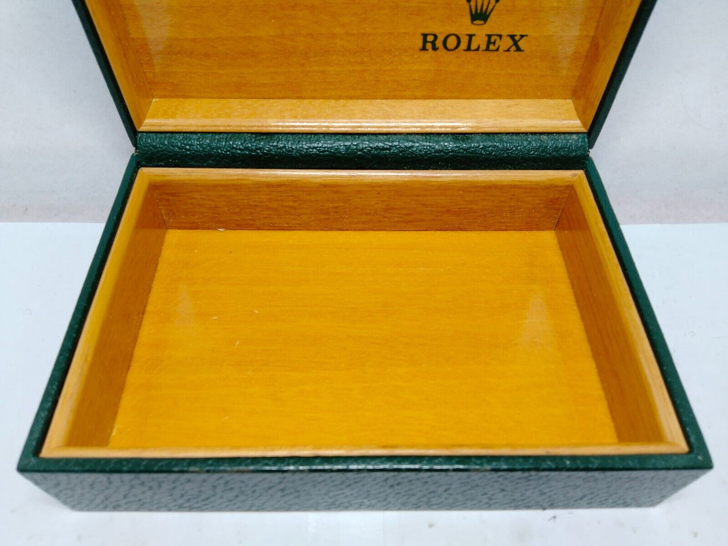 VINTAGE GENUINE ROLEX watch box case 68.00.55 Green wood no inner 0208001y3S