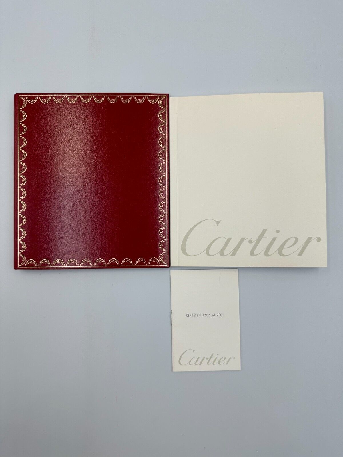 VINTAGE GENUINE CARTIER Red watch box case wood leather Booklet 240220009yA