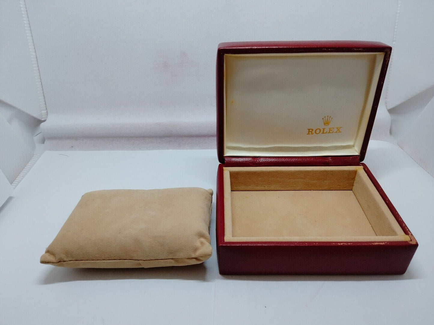 VINATAGE GENUINE ROLEX watch box case red wood leather 14.00.08 1021003y1S