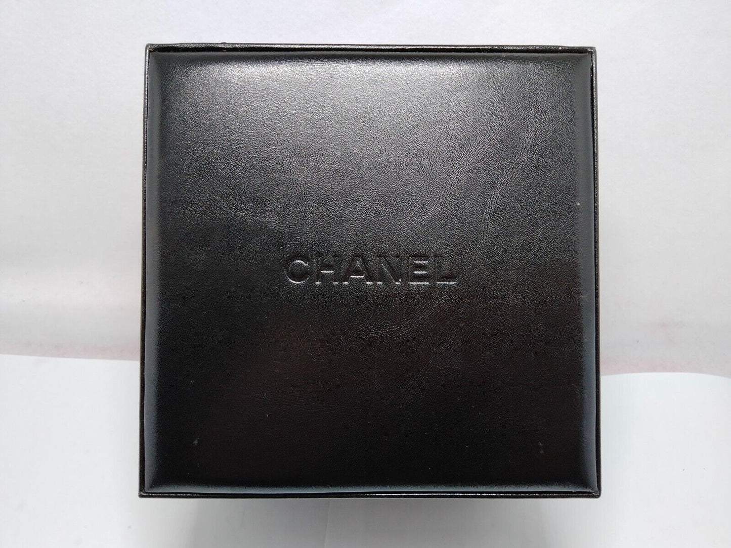 VINTAGE GENUINE CHANEL J12 watch case box black leather wood 1122003y9S