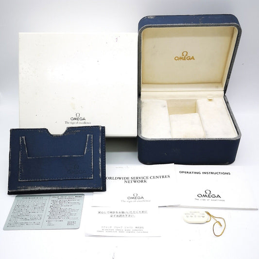 VINTAGE GENUINE OMEGA 1120 tag watch box case Booklet 1989' 1999' Blue 0417001m4