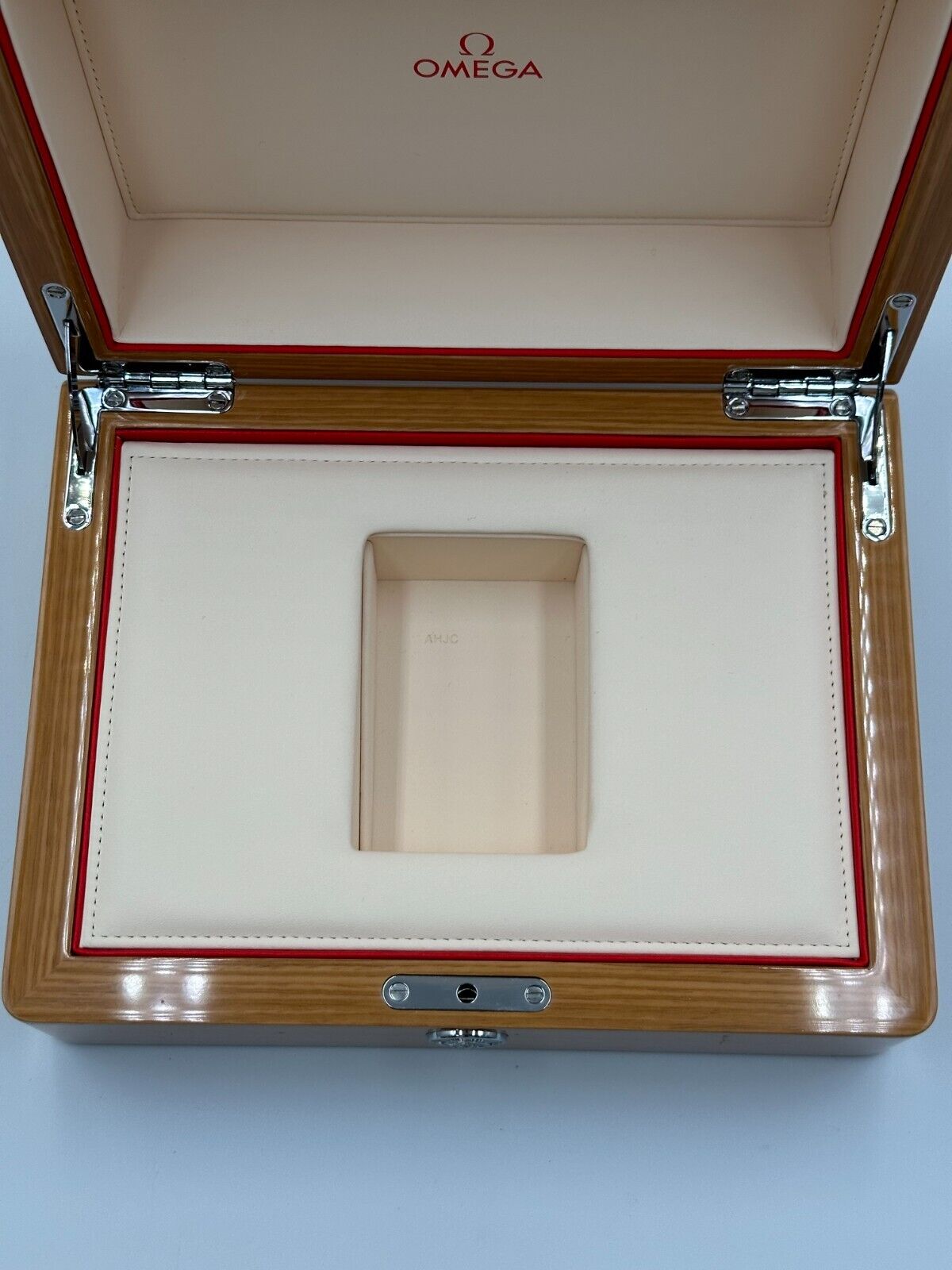 VINTAGE GENUINE OMEGA Speedmaster Seamaster watch box case wood tag 240201010yA