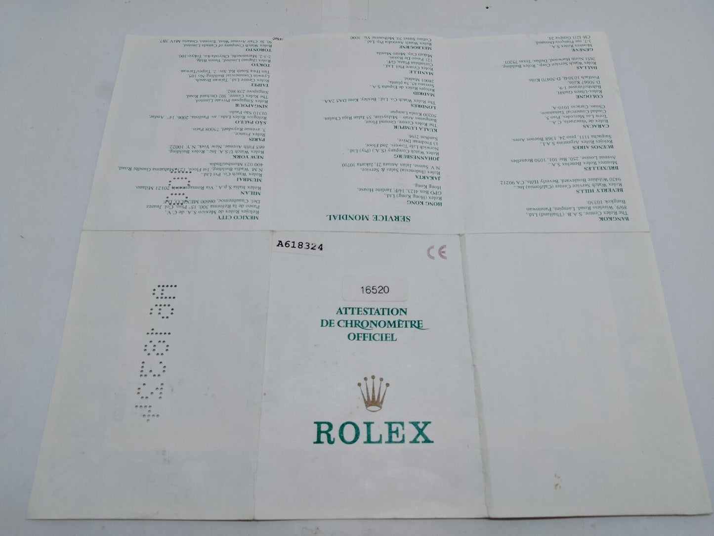 VINTAGE GENUINE ROLEX 16520 DAYTONA watch paper A 100 230603002d8S