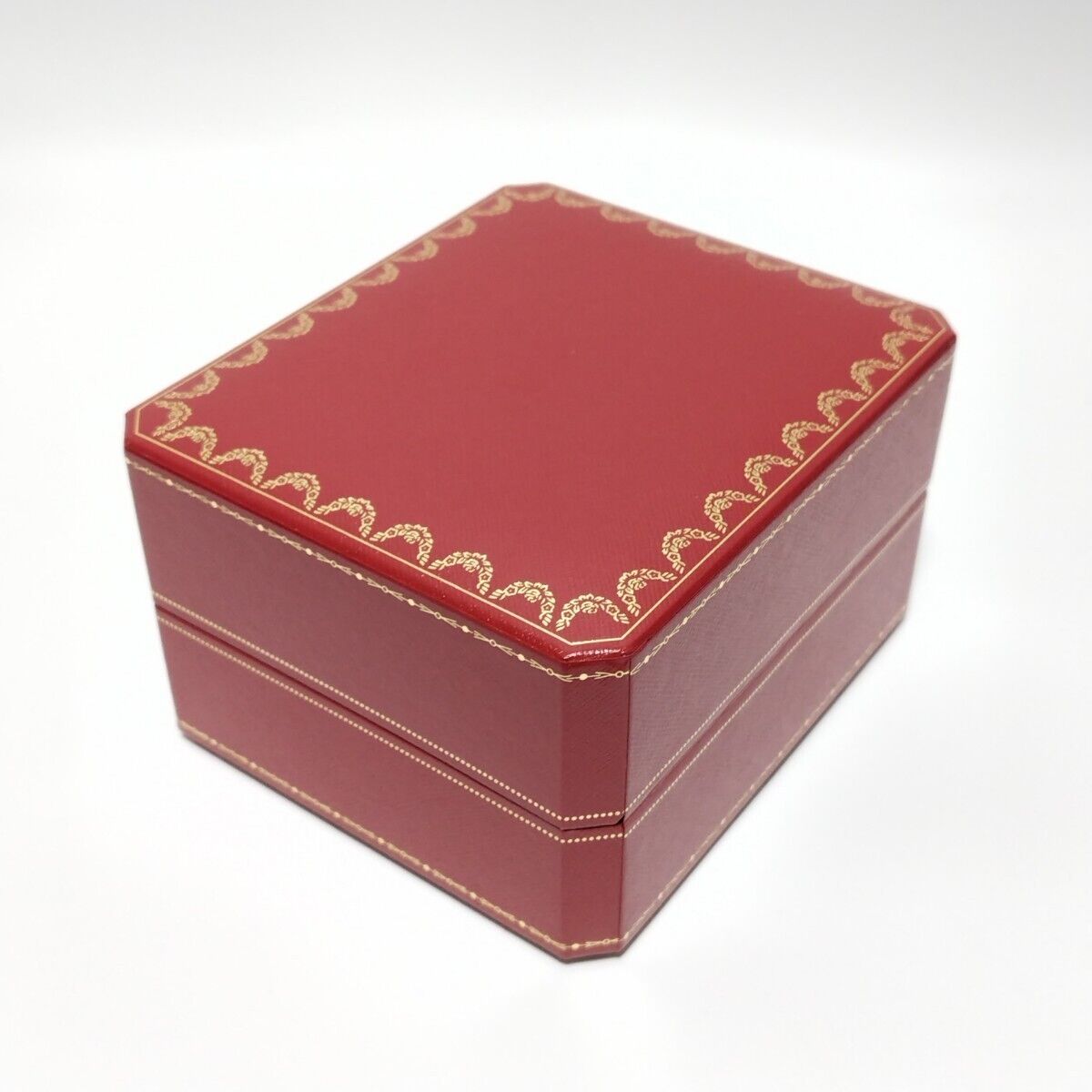 VINTAGE GENUINE CARTIER watch box case Red wood leather white 231101002yS