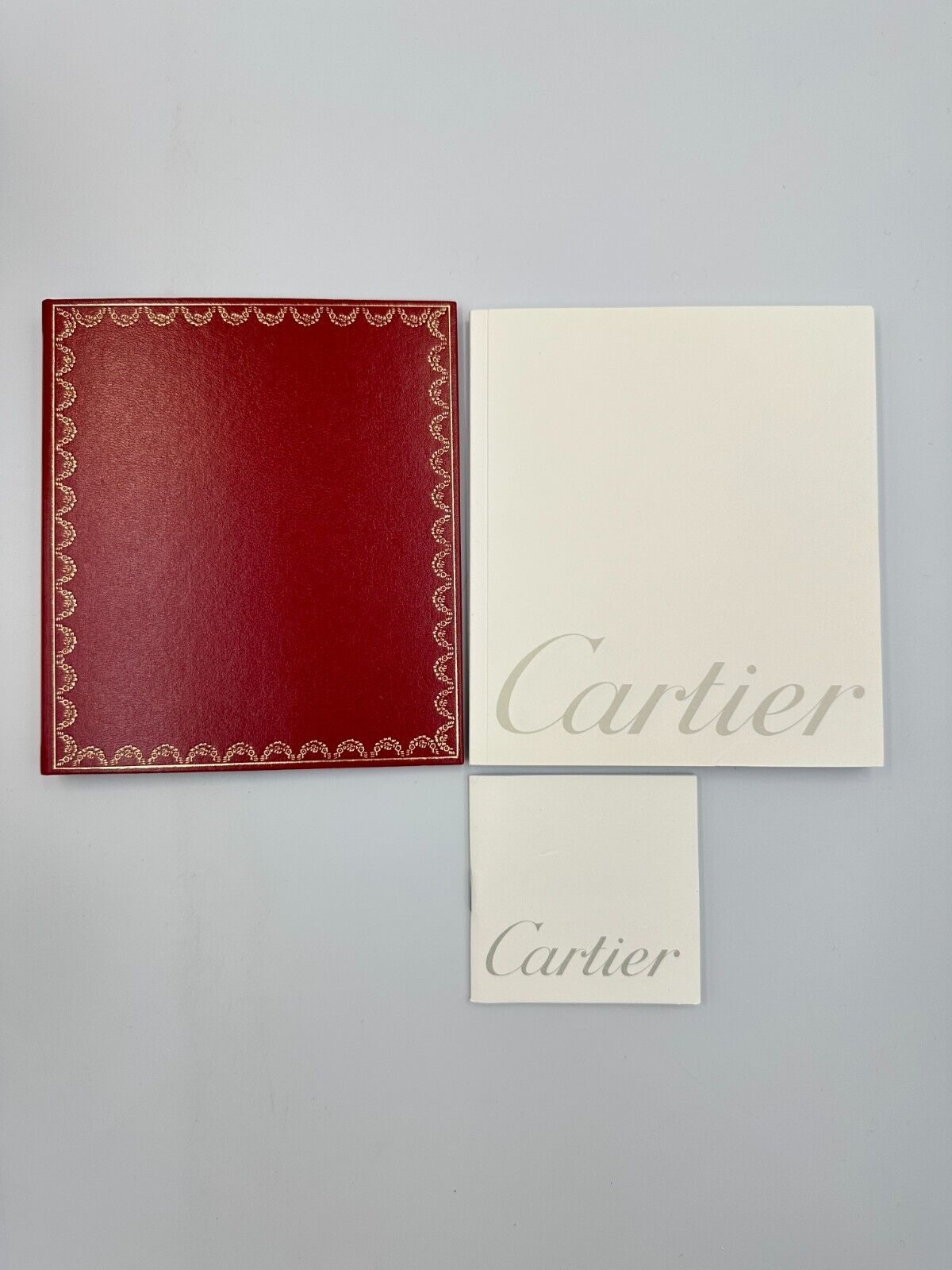 VINTAGE GENUINE CARTIER Red watch box case wood leather Booklet 240221001yA