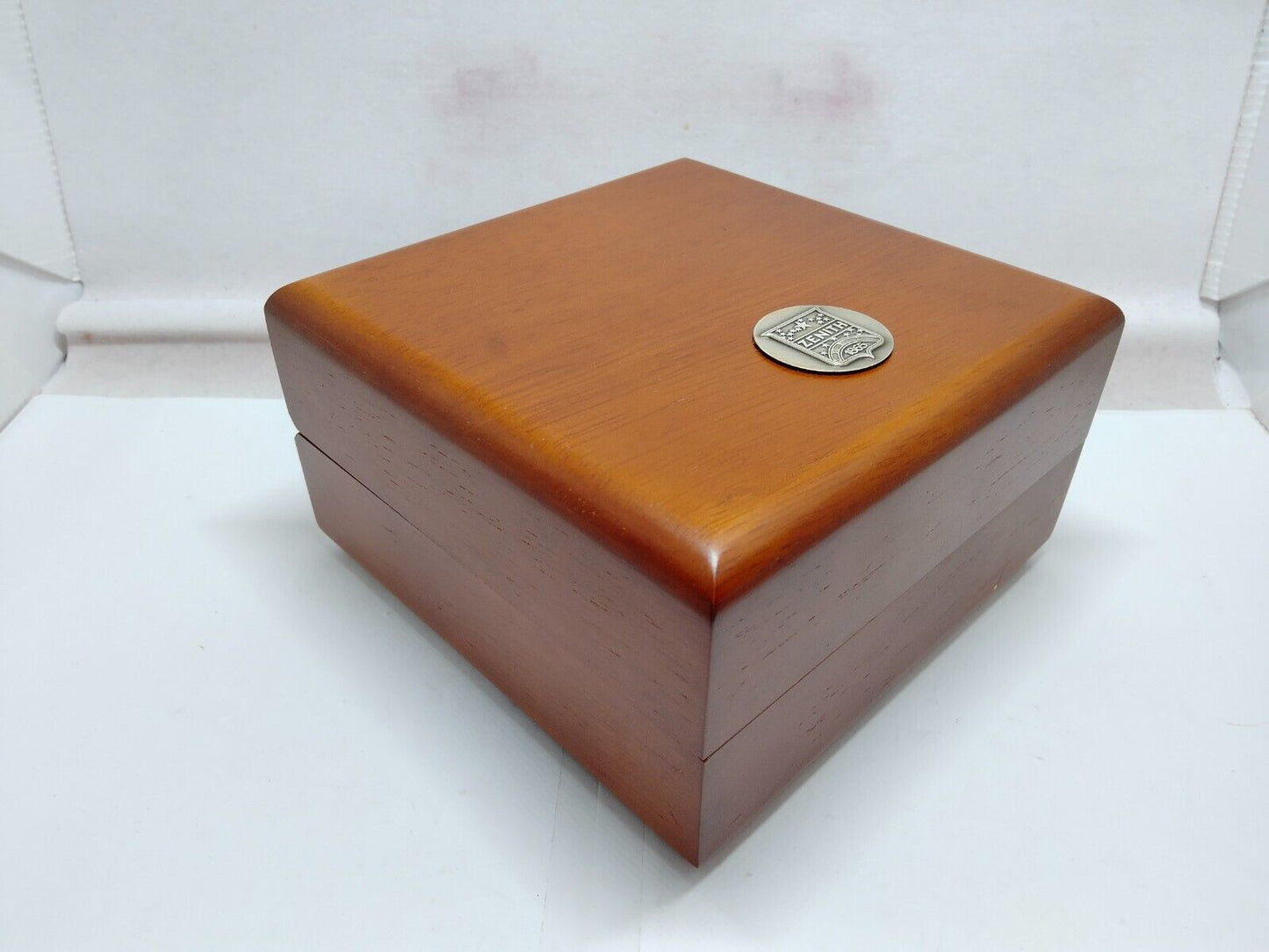 VINTAGE GENUINE ZENITH Brown wood watch box case booklet leather 230716019y1S