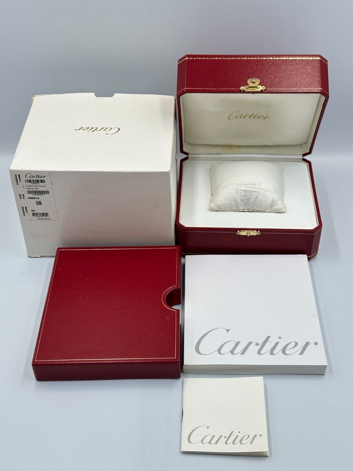 VINTAGE GENUINE CARTIER Red watch box case wood Booklet COWA 0043 240219001yA