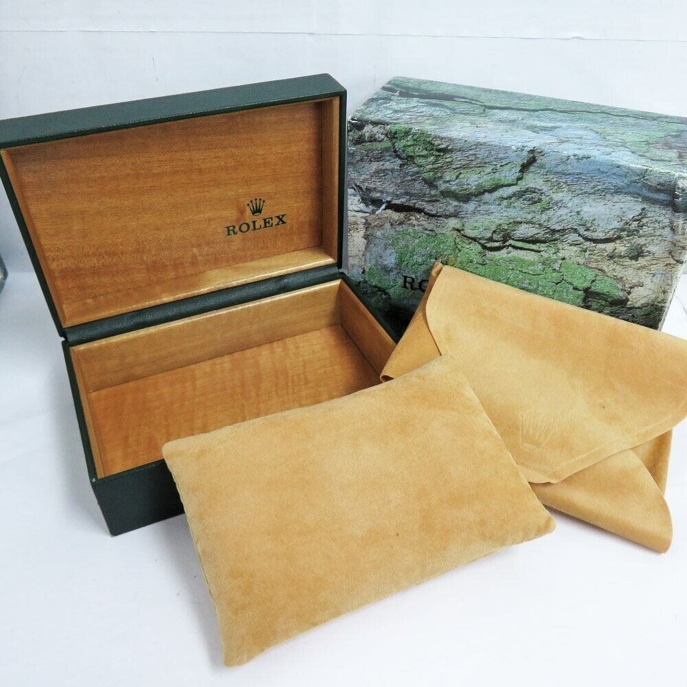 VINTAGE GENUINE ROLEX watch box case 68.00.08 Green wood leather 231215003y1S