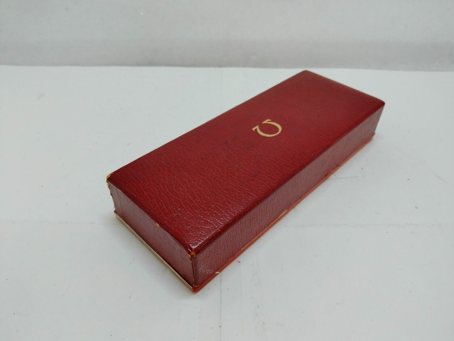 VINTAGE GENUINE OMEGA watch box case red leather 0714001yS