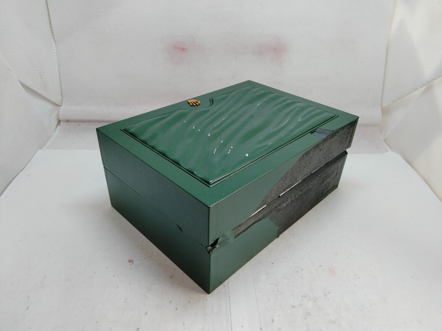 VINTAGE GENUINE ROLEX Green watch box case 31.00.04 wave no inner 231107014y2S