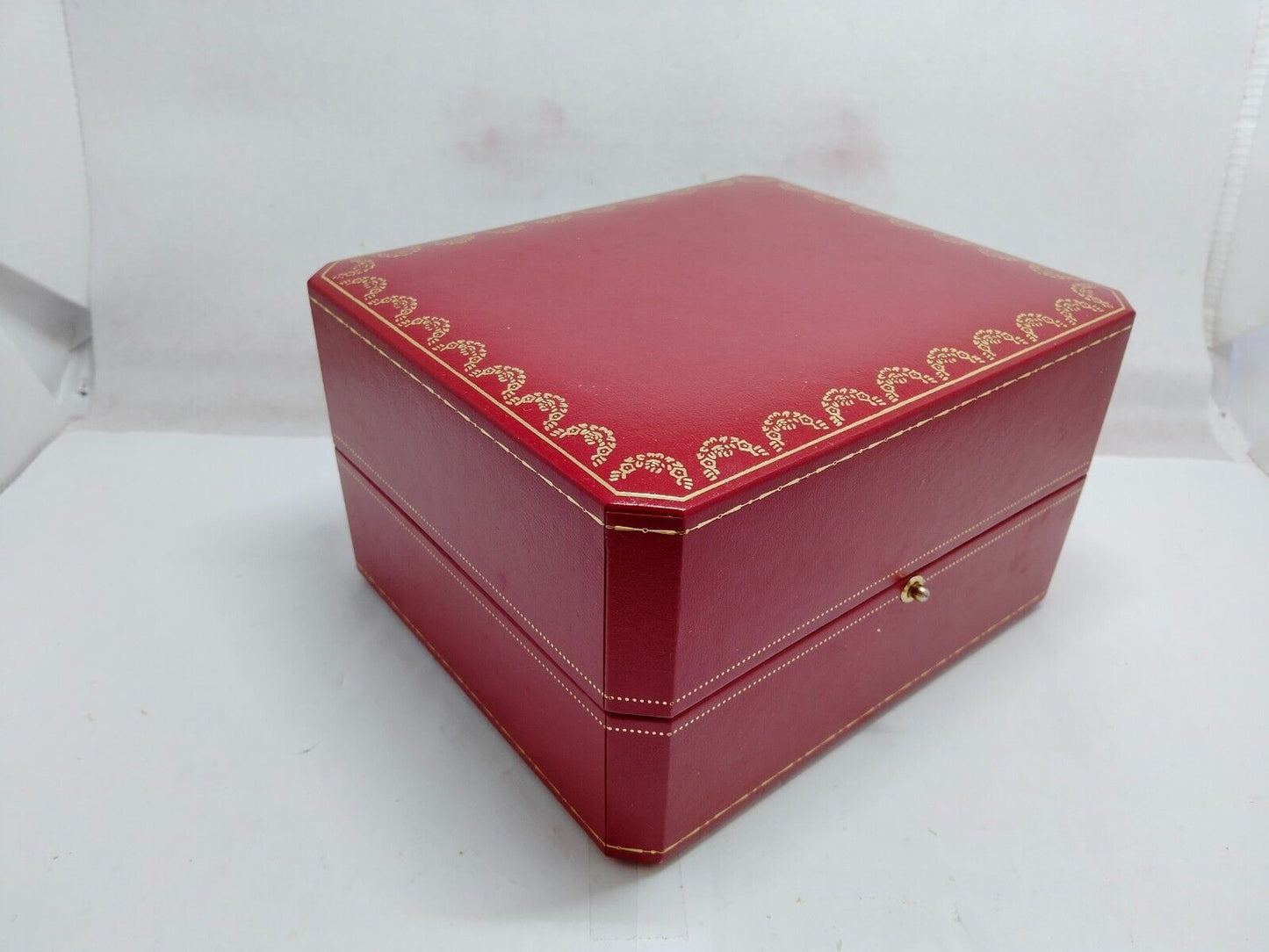 VINTAGE GENUINE CARTIER Red watch box case leather white wood 230531003yS