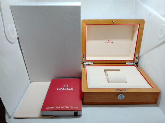 GENUINE OMEGA Speedmaster Seamaster watch box case wood booklet 230605007yS