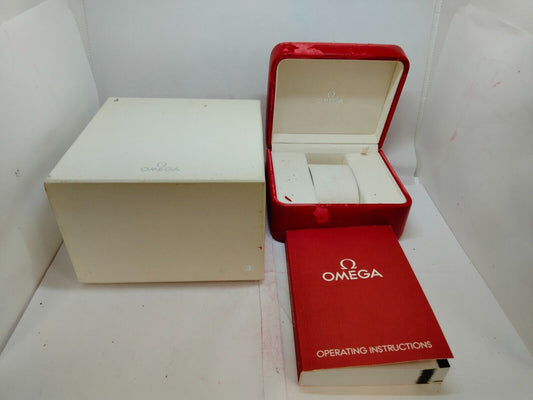 VINTAGE GENUINE OMEGA Speedmaster Seamaster red watch box case booklet 0914017yS