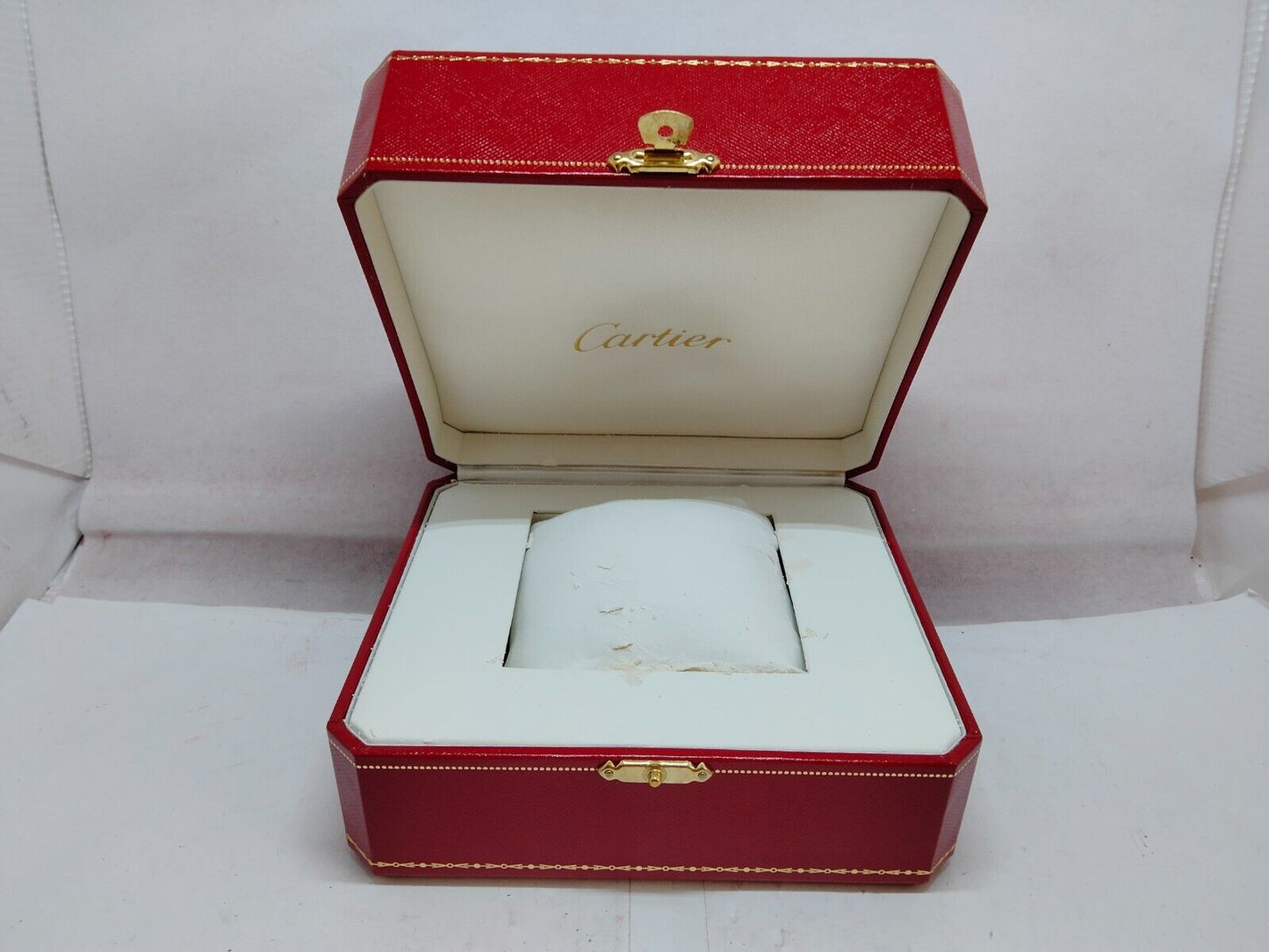 VINTAGE GENUINE CARTIER watch box case wood leather red COWA 0049 231113018mS