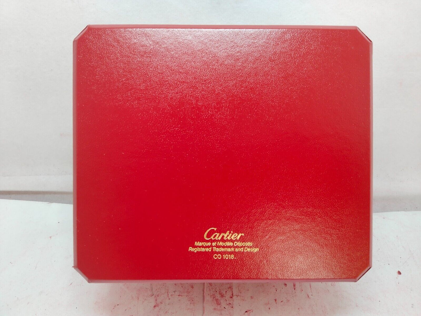 VINTAGE GENUINE CARTIER Red watch box case wood leather white 231002018yS