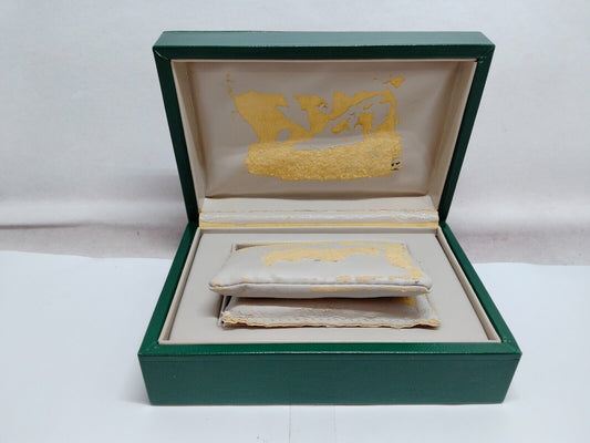 VINTAGE GENUINE ROLEX Green watch box case 68.00.06 wood leather 230705001y1S