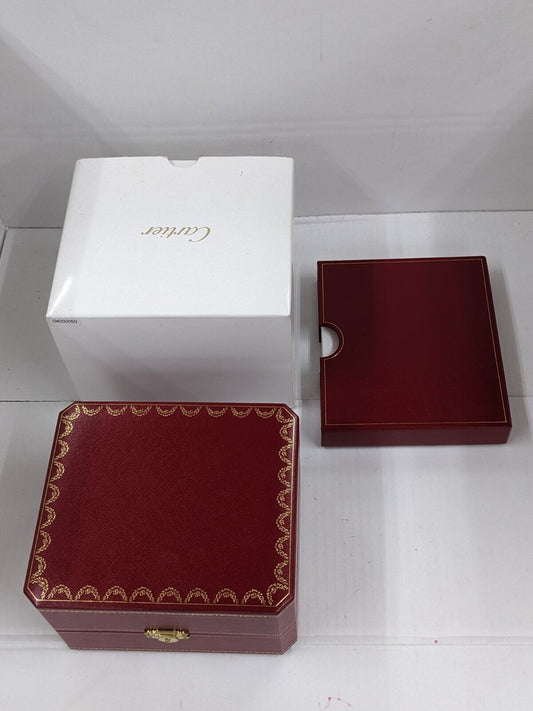 VINTAGE GENUINE CARTIER CO1018 watch box case red wood booklet 230914005yS