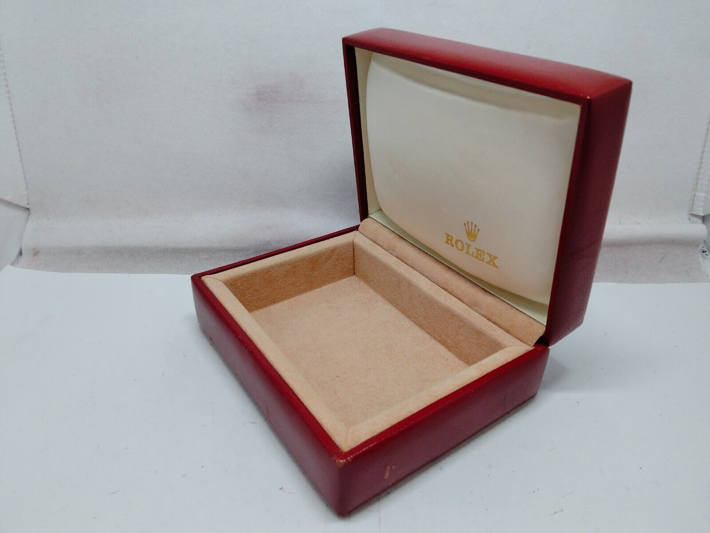 VINTAGE GENUINE ROLEX red watch box case 14.00.71 wood no inner 230921008y2S