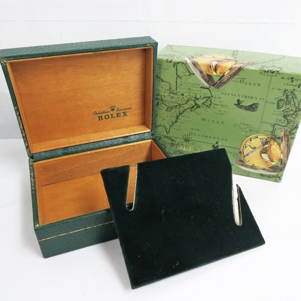 VINTAGE GENUINE ROLEX watch box case 68.00.08 Green wood leather 231215003y1S