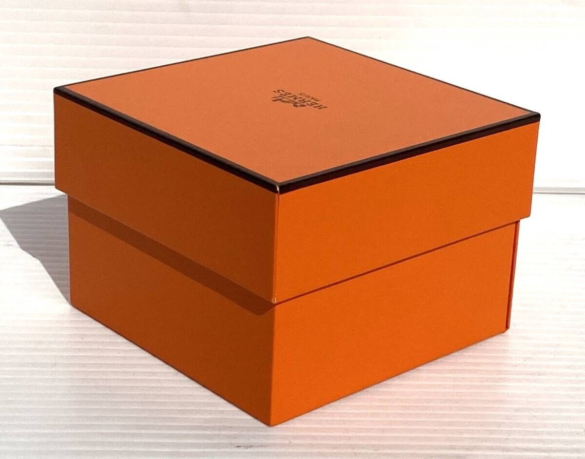 VINTAGE GENUINE HERMES watch box case Orange wood leather booklet 231018005yS