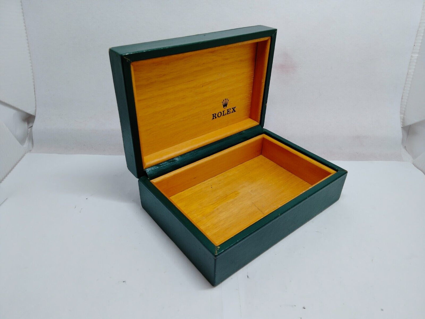 VINTAGE GENUINE ROLEX watch box case 68.00.06 no inner wood green 0119004y8S