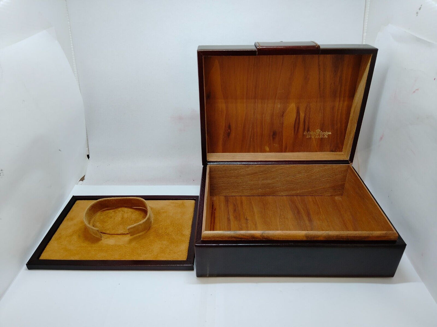 GENUINE ROLEX Day-Date Brown watch box case 71.00.04 wood leather 1005003yS