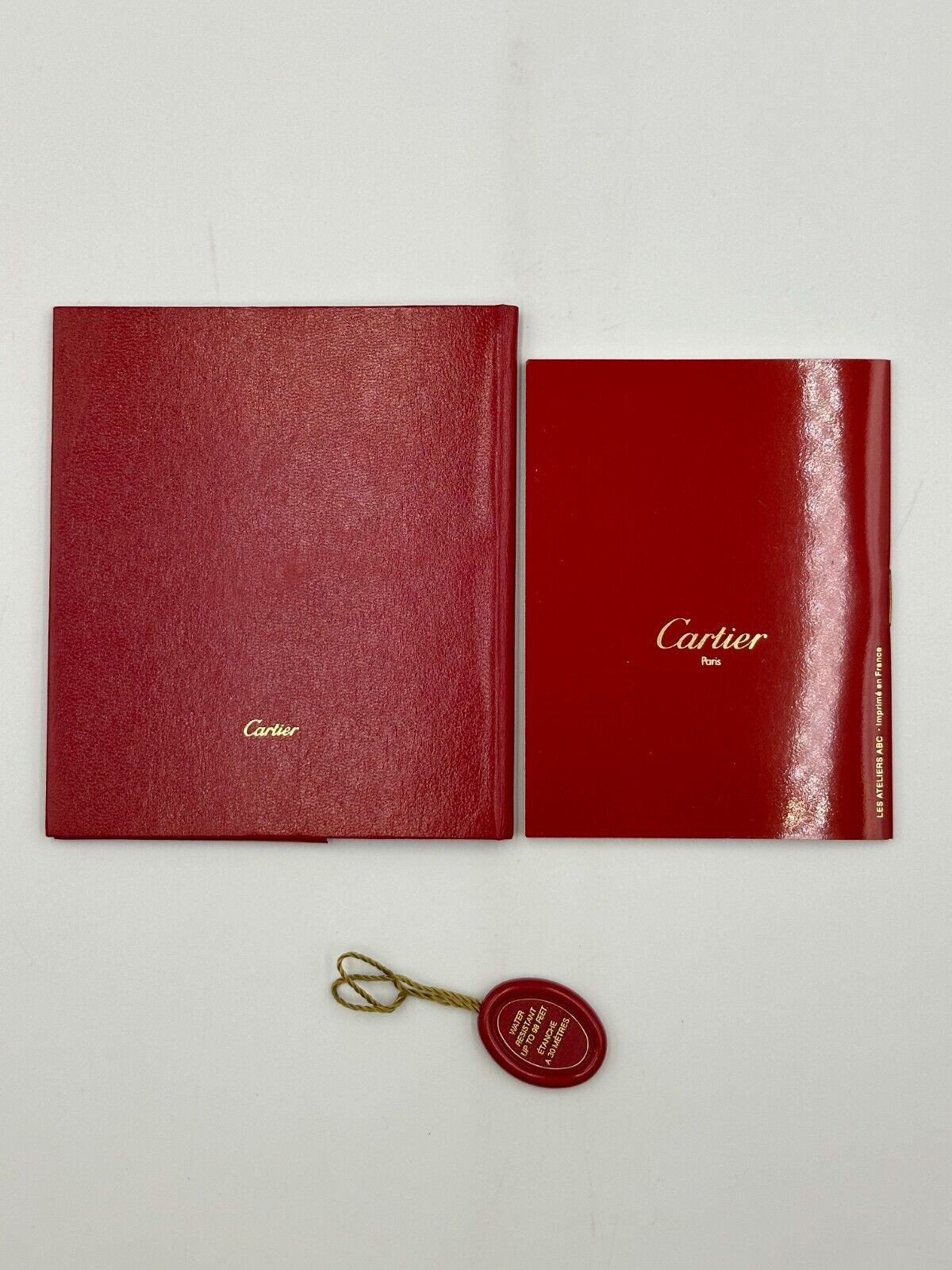 VINTAGE GENUINE CARTIER Red watch box case wood leather Booklet 240222002yA