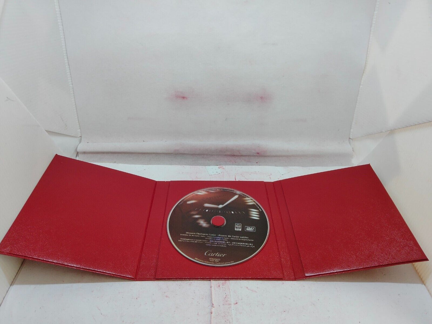 VINTAGE GENUINE CARTIER Red watch box case booklet DVD link white 231013003y1S