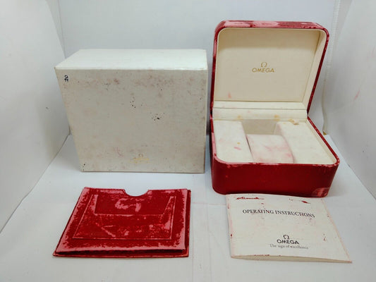 VINTAGE GENUINE OMEGA Speedmaster Seamaster Watch Red Box Case leather 0915009yS