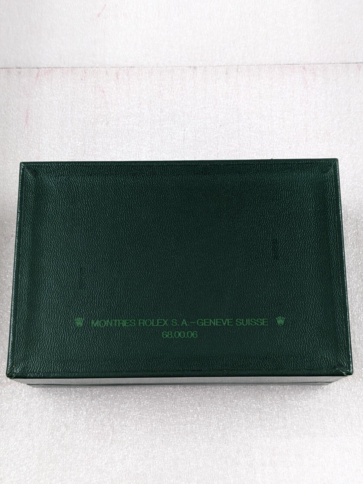 VINTAGE GENUINE ROLEX Green watch box case 68.00.06 wood leather 230701001y3S