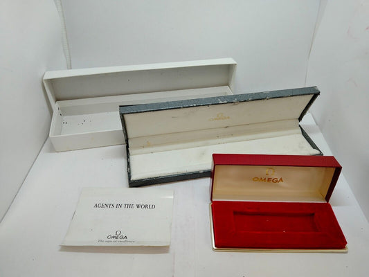 VINTAGE GENUINE OMEGA watch box case red gray 0619003y3S