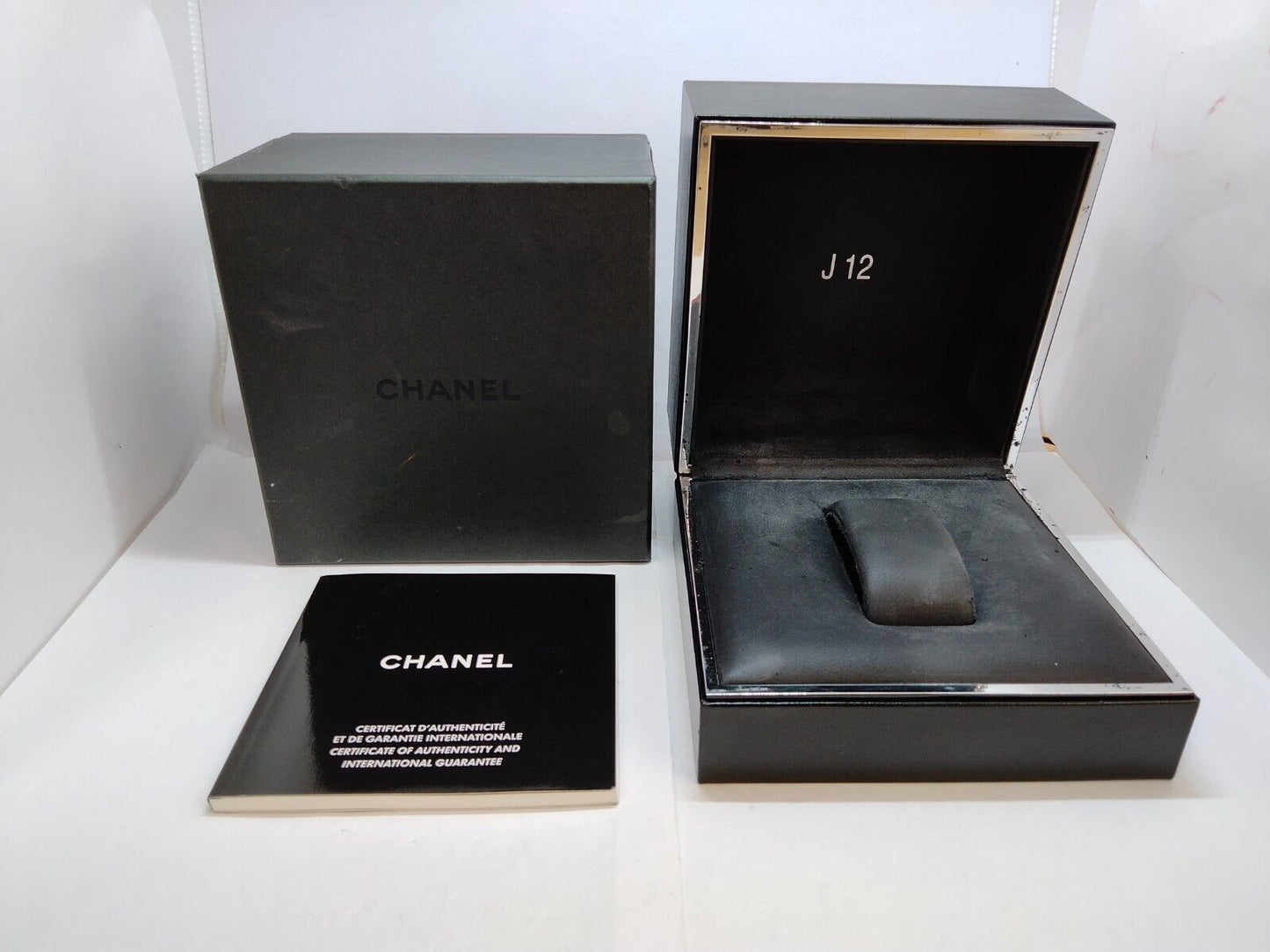 VINTAGE GENUINE CHANEL J12 watch case box box warranty guarantee black 0612003yS