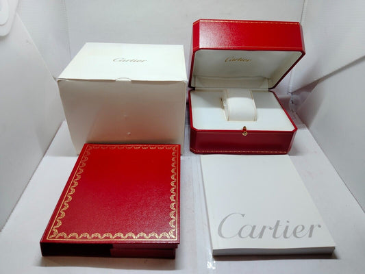 VINTAGE GENUINE CARTIER Red watch box case booklet wood leather 230914010yS