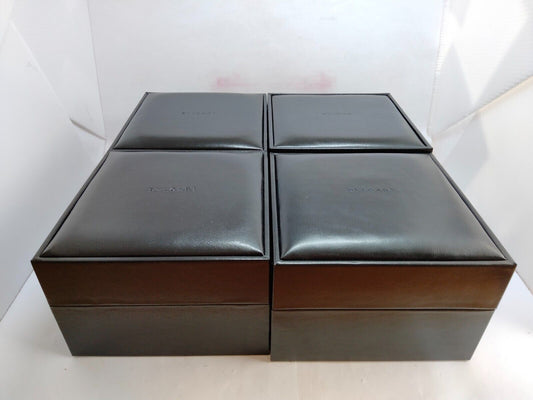 VINTAGE GENUINE BVLGARI watch box case black wood leather 4 set 230730012yS