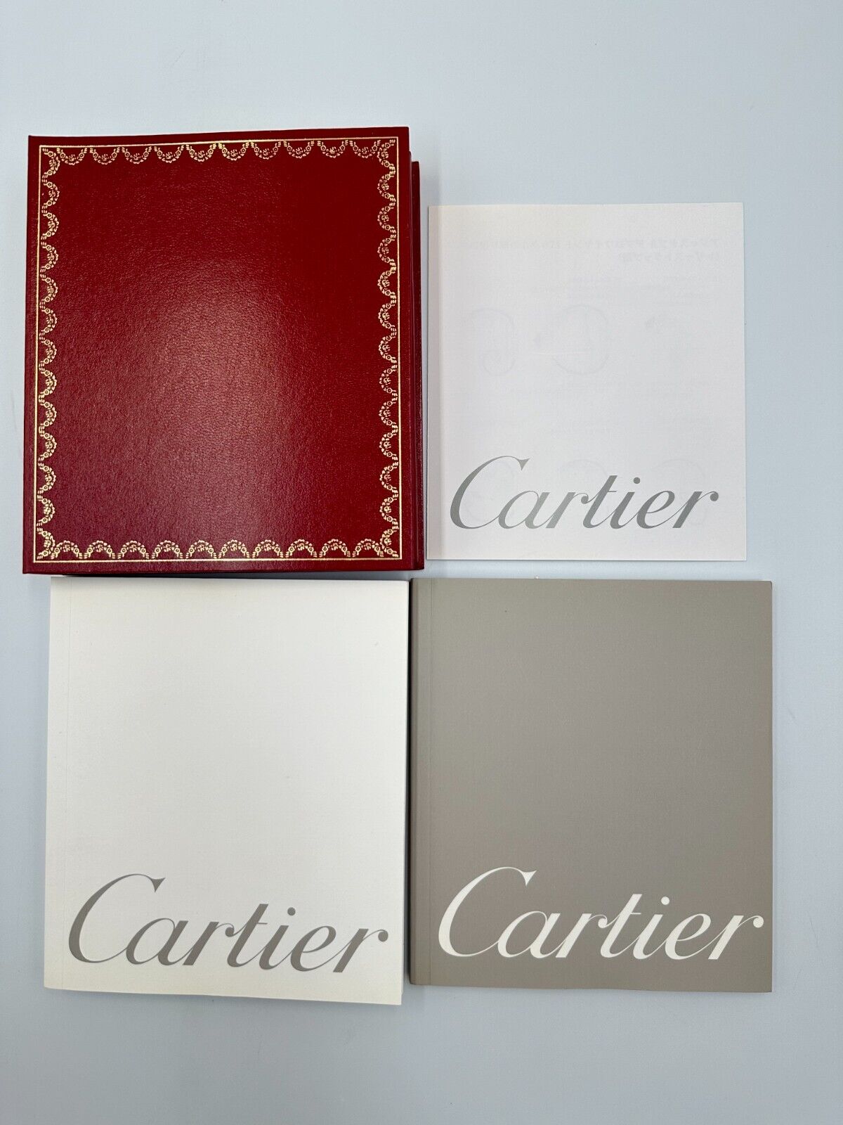 VINTAGE GENUINE CARTIER Red watch box case wood leather Booklet 240227010yA