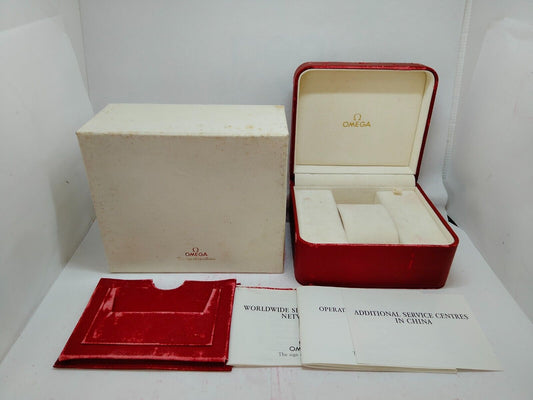 VINTAGE GENUINE OMEGA Speedmaster Seamaster watch box case red wood 0829012yS