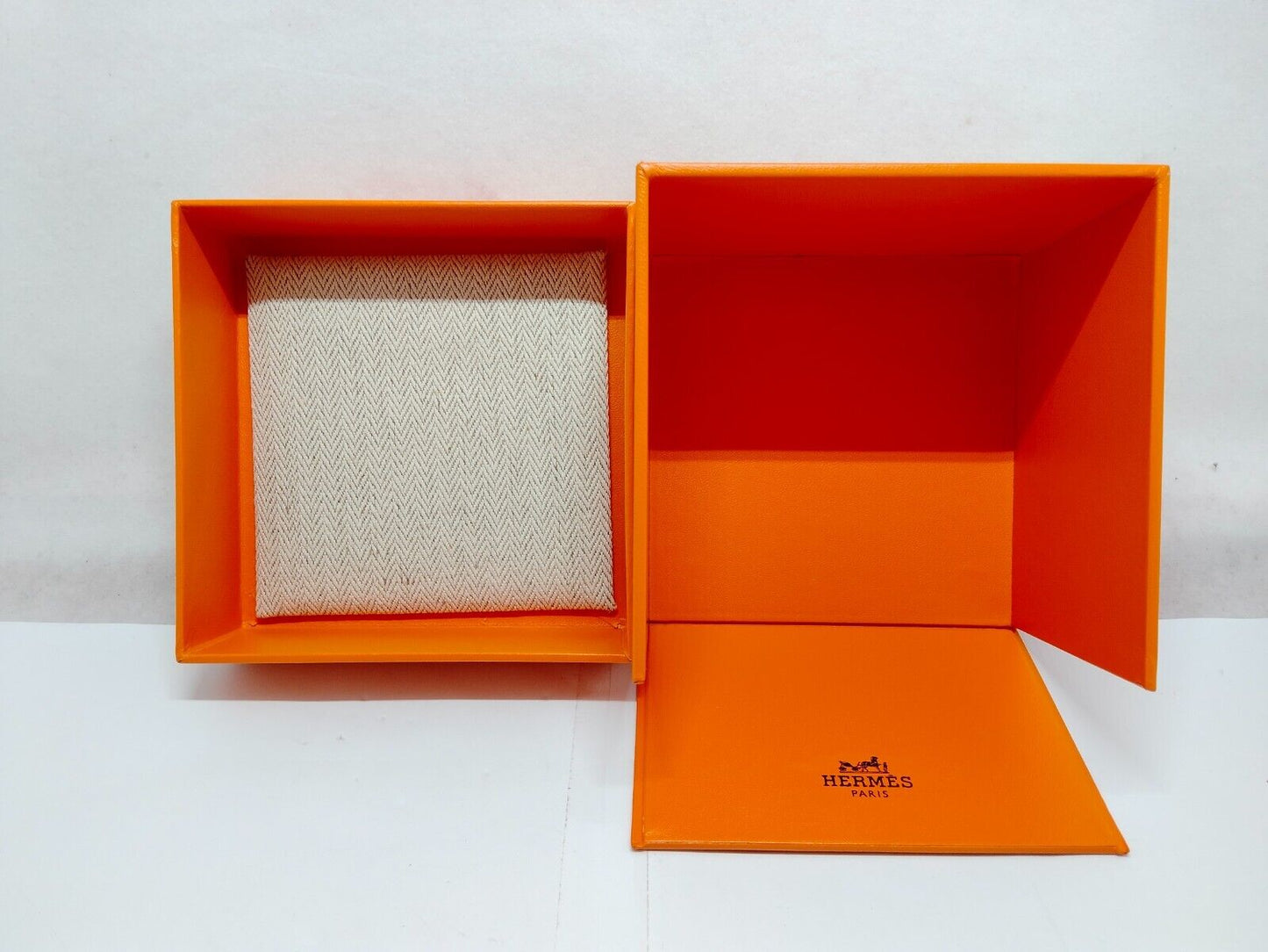 VINTAGE GENUINE HERMES watch case orange tag leather box wood 230623001yS