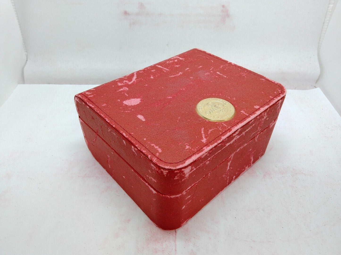 VINTAGE GENUINE OMEGA Speedmaster Seamaster red watch box case leather 0915013yS