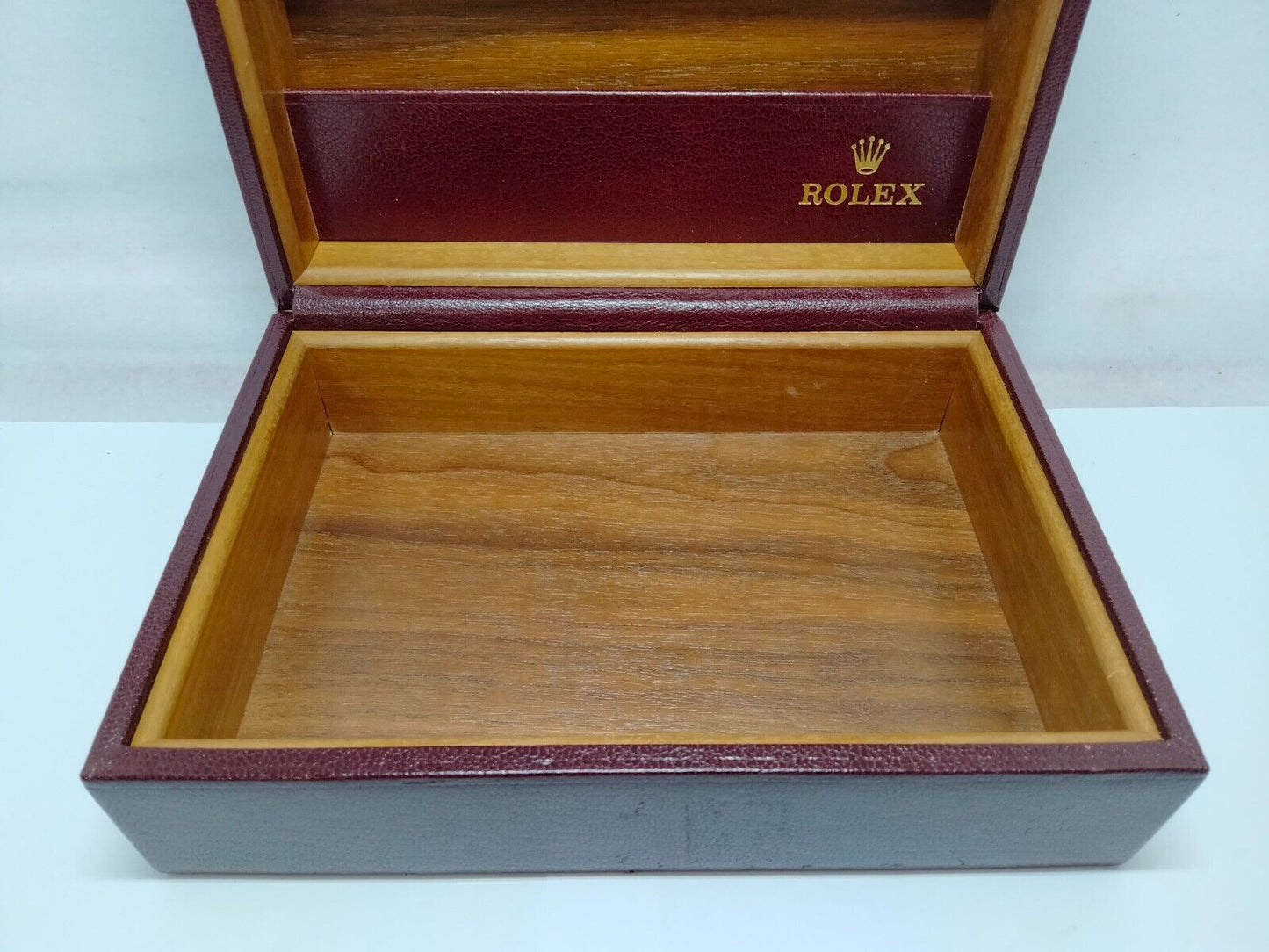 VINTAGE GENUINE ROLEX watch box case wood brown red 53.00.01 no inner 1009005y1S