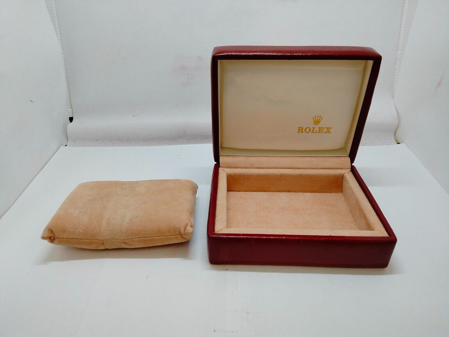 VINTAGE GENUINE ROLEX watch box case red leather wood 14.00.01 1010002y2S