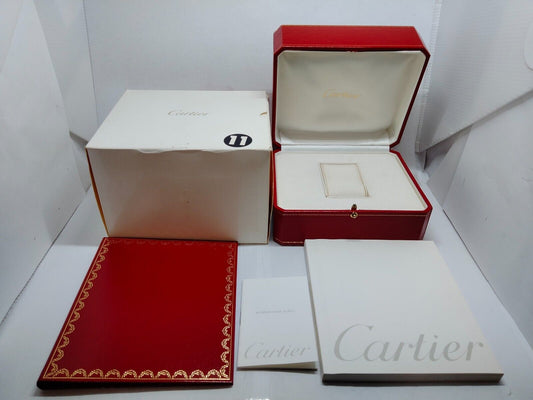 VINTAGE GENUINE CARTIER watch box case red leather booklet white 230530004yS